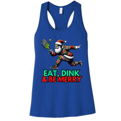 Eat Dink Be Merry Santa Claus Pickleball Christmas Xmas Women's Racerback Tank