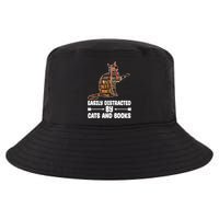 Easily Distracted By Cats And Books Funny Cat Lover Cool Comfort Performance Bucket Hat