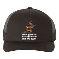 Easily Distracted By Cats And Books Funny Cat Lover Yupoong Adult 5-Panel Trucker Hat