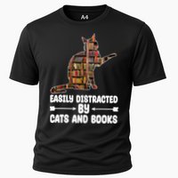 Easily Distracted By Cats And Books Funny Cat Lover Performance Shirt