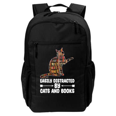 Easily Distracted By Cats And Books Funny Cat Lover Backpack