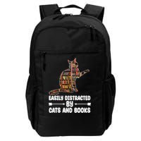 Easily Distracted By Cats And Books Funny Cat Lover Backpack