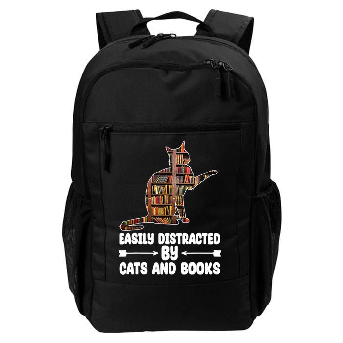Easily Distracted By Cats And Books Funny Cat Lover Backpack