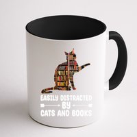 Easily Distracted By Cats And Books Funny Cat Lover Mug