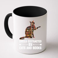 Easily Distracted By Cats And Books Funny Cat Lover Mug