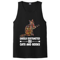 Easily Distracted By Cats And Books Funny Cat Lover PosiCharge Competitor Tank