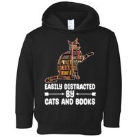 Easily Distracted By Cats And Books Funny Cat Lover Toddler Hoodie