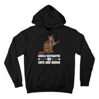 Easily Distracted By Cats And Books Funny Cat Lover Tall Hoodie