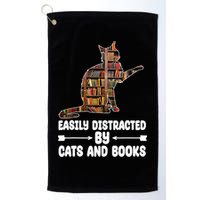 Easily Distracted By Cats And Books Funny Cat Lover Golf Towel