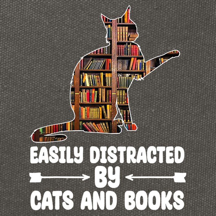 Easily Distracted By Cats And Books Funny Cat Lover Cotton Canvas Backpack