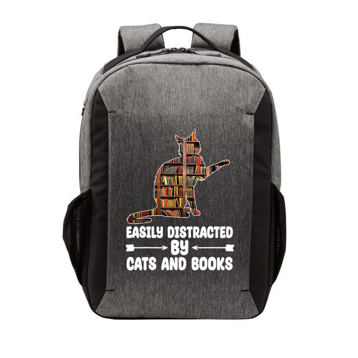 Easily Distracted By Cats And Books Funny Cat Lover Vector Backpack