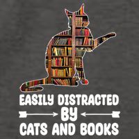 Easily Distracted By Cats And Books Funny Cat Lover Vector Backpack