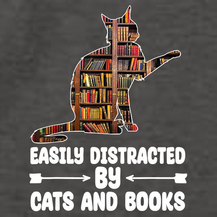 Easily Distracted By Cats And Books Funny Cat Lover Vector Backpack