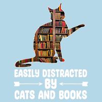 Easily Distracted By Cats And Books Funny Cat Lover Sustainable Beanie