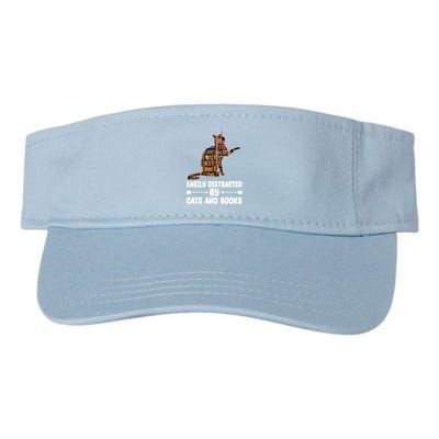 Easily Distracted By Cats And Books Funny Cat Lover Visor