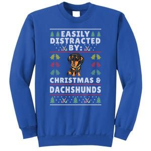 Easily Distracted By Christmas And Dogs Christmas Dachshund Funny Gift Sweatshirt