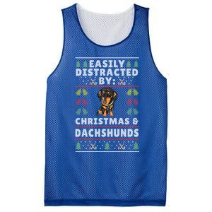 Easily Distracted By Christmas And Dogs Christmas Dachshund Funny Gift Mesh Reversible Basketball Jersey Tank