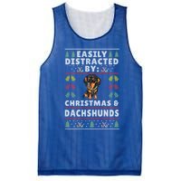 Easily Distracted By Christmas And Dogs Christmas Dachshund Funny Gift Mesh Reversible Basketball Jersey Tank