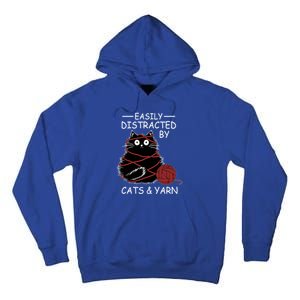 Easily Distracted By Cats And Yarn Kitten Lover Crochet Gift Tall Hoodie