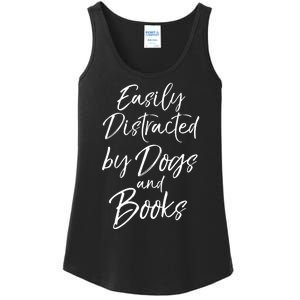 Easily Distracted By Dogs And Books Funny Book Lover Gift Ladies Essential Tank