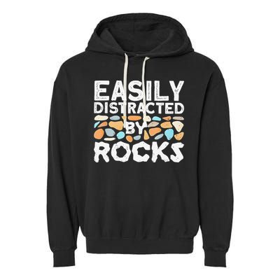 Easily Distracted By Rock Vintage Gift Garment-Dyed Fleece Hoodie