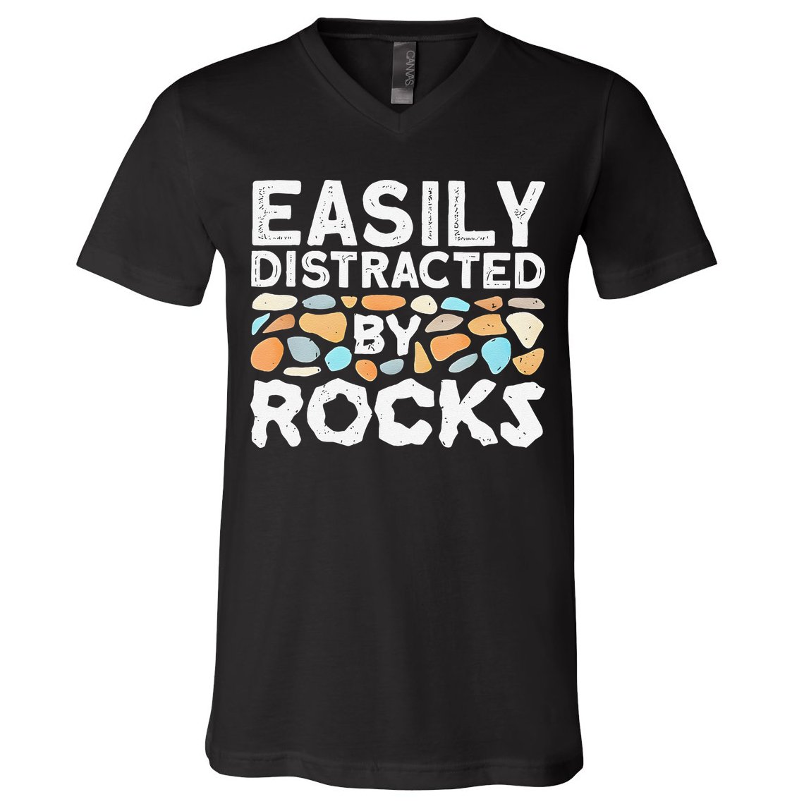 Easily Distracted By Rock Vintage Gift V-Neck T-Shirt