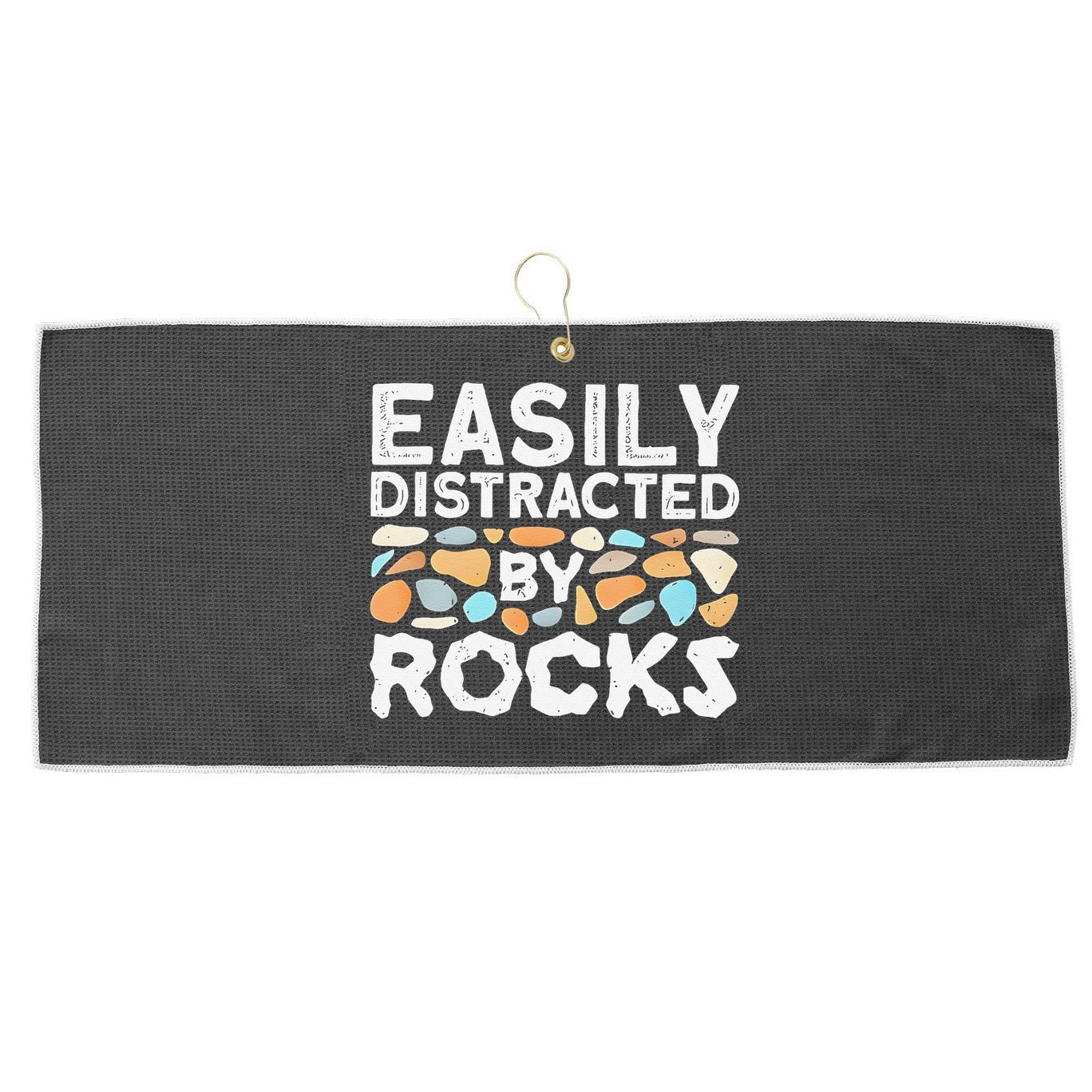 Easily Distracted By Rock Vintage Gift Large Microfiber Waffle Golf Towel