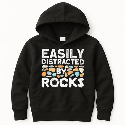 Easily Distracted By Rock Vintage Gift Kids Hoodie