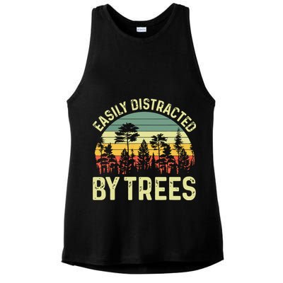 Easily Distracted By Trees Funny Tree Planting Trees Ladies PosiCharge Tri-Blend Wicking Tank