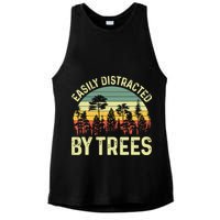 Easily Distracted By Trees Funny Tree Planting Trees Ladies PosiCharge Tri-Blend Wicking Tank