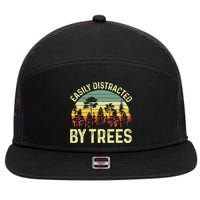 Easily Distracted By Trees Funny Tree Planting Trees 7 Panel Mesh Trucker Snapback Hat