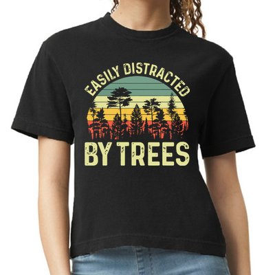 Easily Distracted By Trees Funny Tree Planting Trees Comfort Colors Boxy T-Shirt