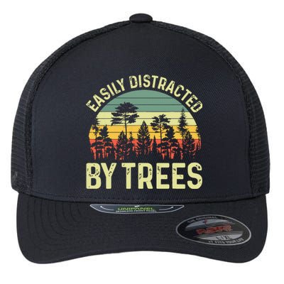 Easily Distracted By Trees Funny Tree Planting Trees Flexfit Unipanel Trucker Cap