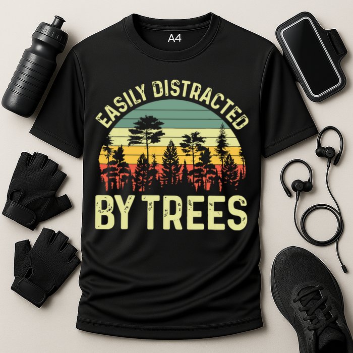 Easily Distracted By Trees Funny Tree Planting Trees Performance Shirt