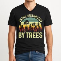 Easily Distracted By Trees Funny Tree Planting Trees V-Neck T-Shirt
