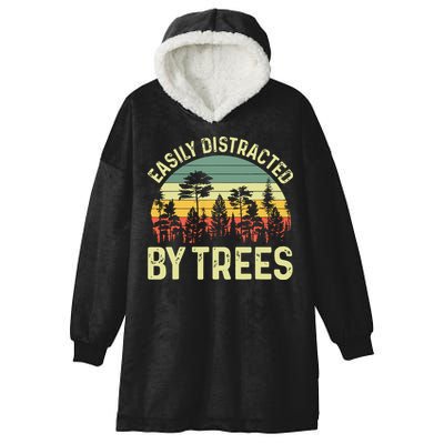 Easily Distracted By Trees Funny Tree Planting Trees Hooded Wearable Blanket