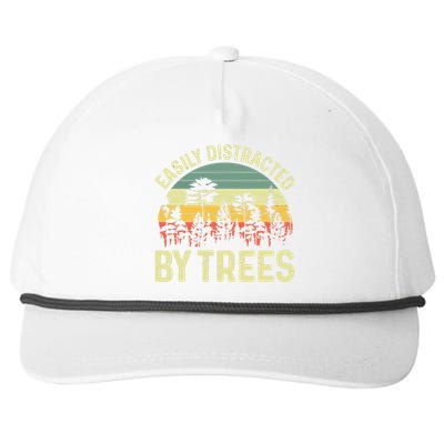 Easily Distracted By Trees Funny Tree Planting Trees Snapback Five-Panel Rope Hat