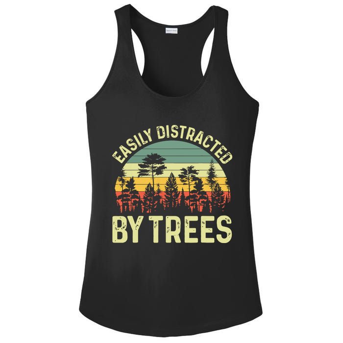 Easily Distracted By Trees Funny Tree Planting Trees Ladies PosiCharge Competitor Racerback Tank