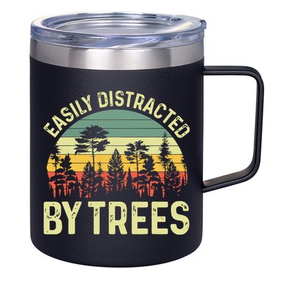 Easily Distracted By Trees Funny Tree Planting Trees 12oz Stainless Steel Coffee Mug