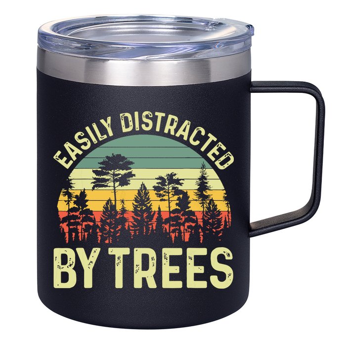 Easily Distracted By Trees Funny Tree Planting Trees 12oz Stainless Steel Coffee Mug