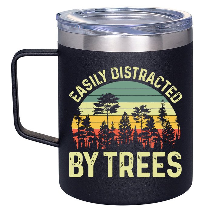 Easily Distracted By Trees Funny Tree Planting Trees 12oz Stainless Steel Coffee Mug
