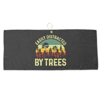 Easily Distracted By Trees Funny Tree Planting Trees Large Microfiber Waffle Golf Towel