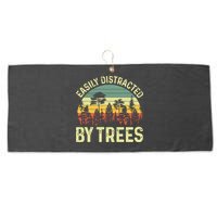 Easily Distracted By Trees Funny Tree Planting Trees Large Microfiber Waffle Golf Towel