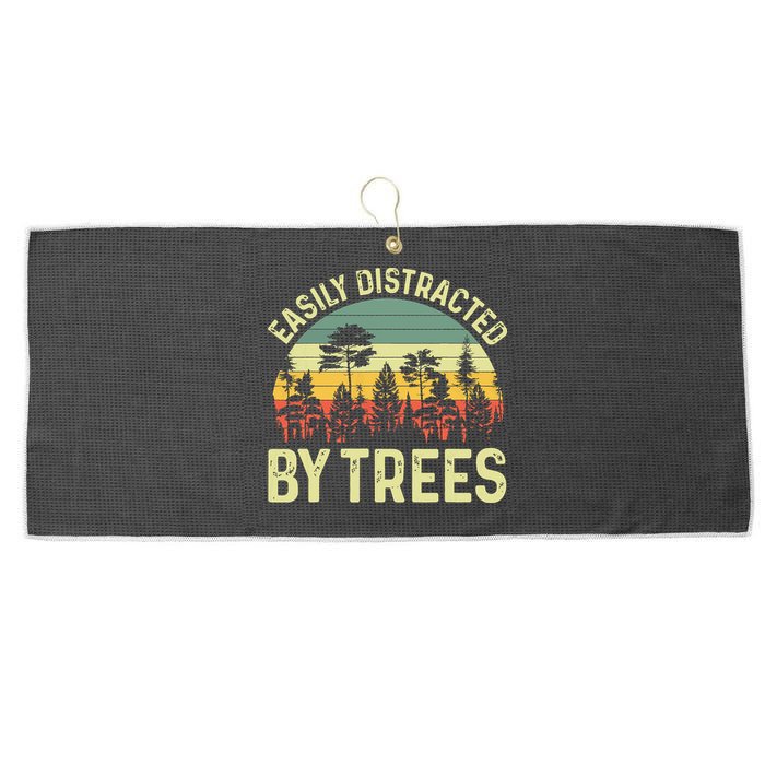 Easily Distracted By Trees Funny Tree Planting Trees Large Microfiber Waffle Golf Towel