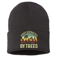 Easily Distracted By Trees Funny Tree Planting Trees Sustainable Knit Beanie