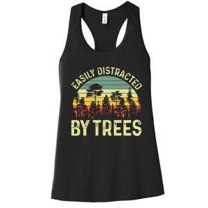 Easily Distracted By Trees Funny Tree Planting Trees Women's Racerback Tank