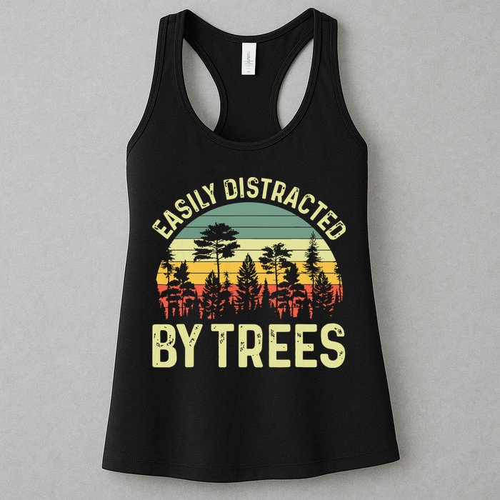 Easily Distracted By Trees Funny Tree Planting Trees Womens Tank Top