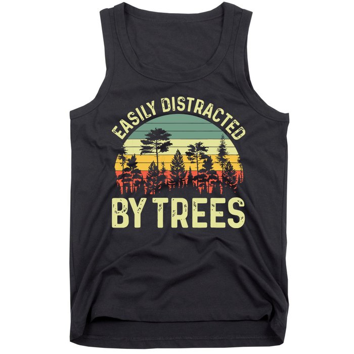 Easily Distracted By Trees Funny Tree Planting Trees Tank Top