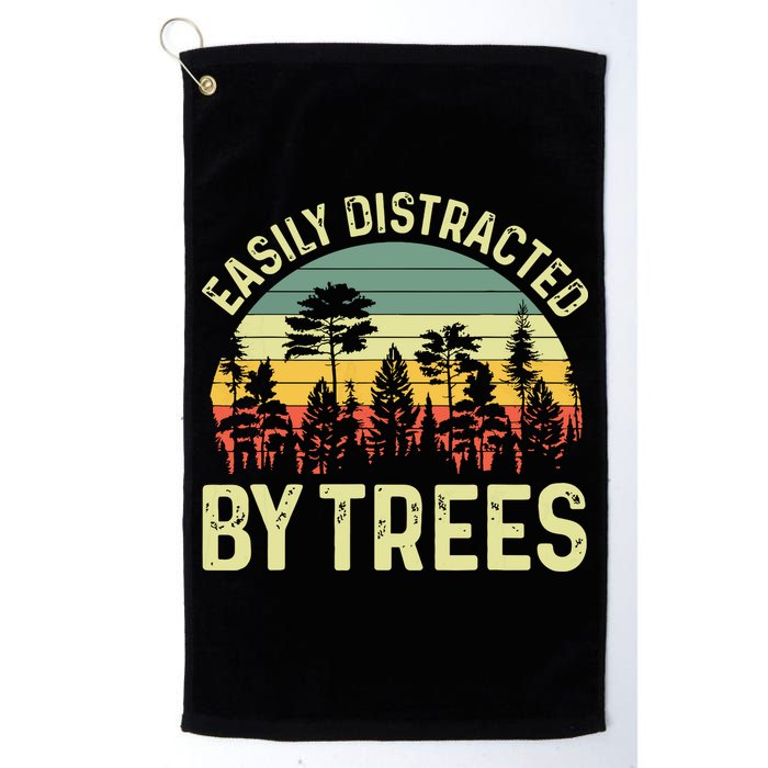 Easily Distracted By Trees Funny Tree Planting Trees Golf Towel