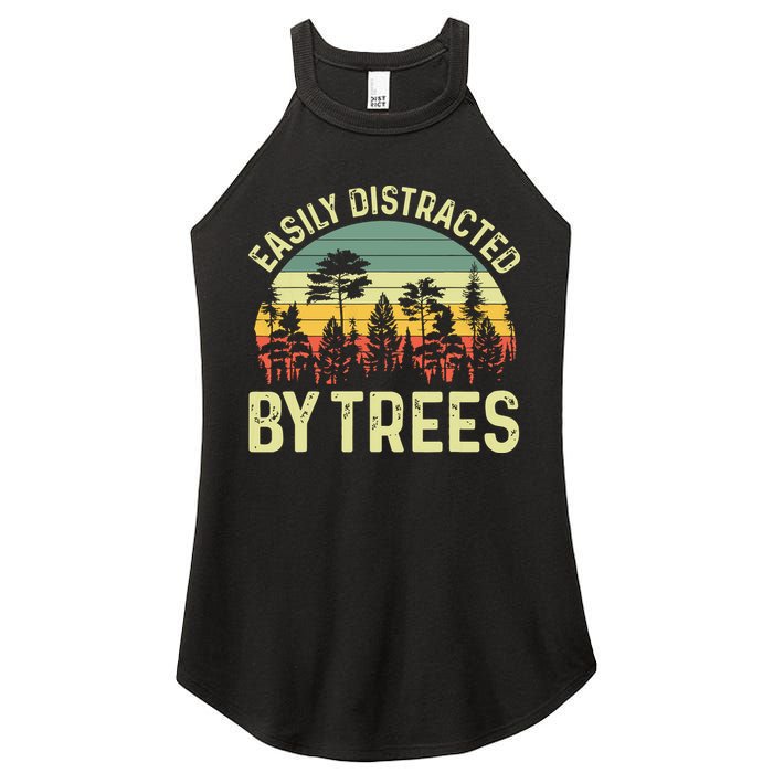 Easily Distracted By Trees Funny Tree Planting Trees Women's Perfect Tri Rocker Tank